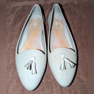 Croc Pointed Toe Flats With Tassels, size Women's 11, gray